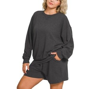 Zenana Outfitters Women's Black slub Pajama Set
**NEW**